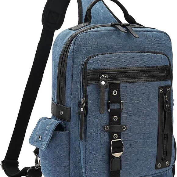 Vintage Messenger Bag, Canvas Backpack for Travel, Men's Shoulder Bag, Dual-use - Picture 1 of 7